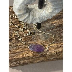 New 16 18" Gold Tone Stone Choker Necklace Purple